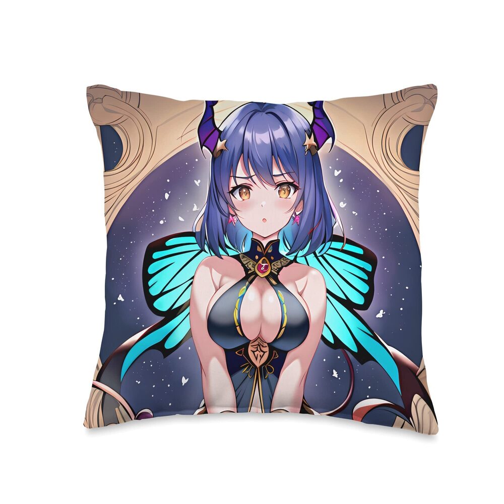 7550 Kawaii Fairy Dragon Maid Magical Tarot Anime Girl Throw Pillow